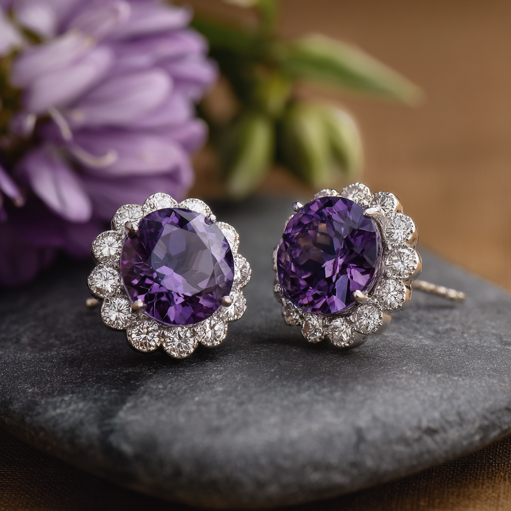 Aurora Amethyst Stud Earrings